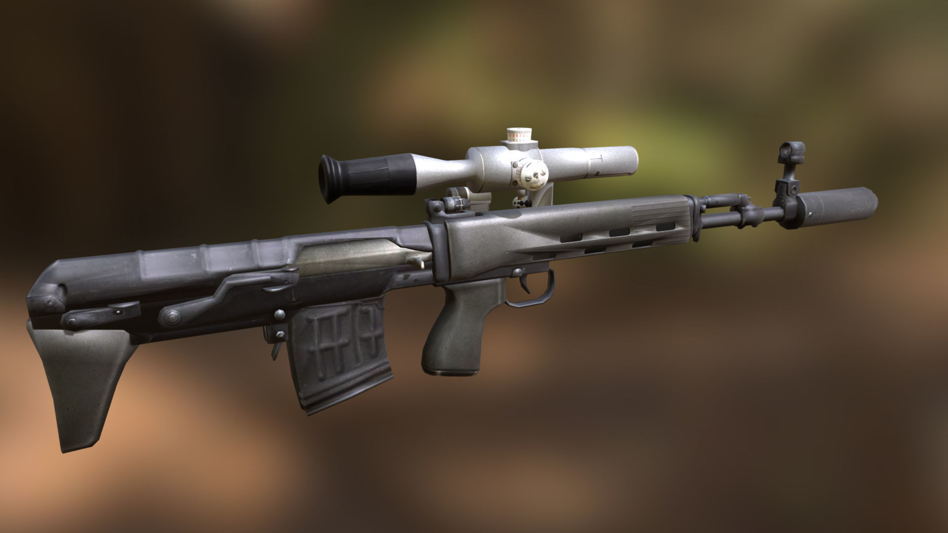 SVU sniper rifle with PSO-1 Low-poly 3D model_0