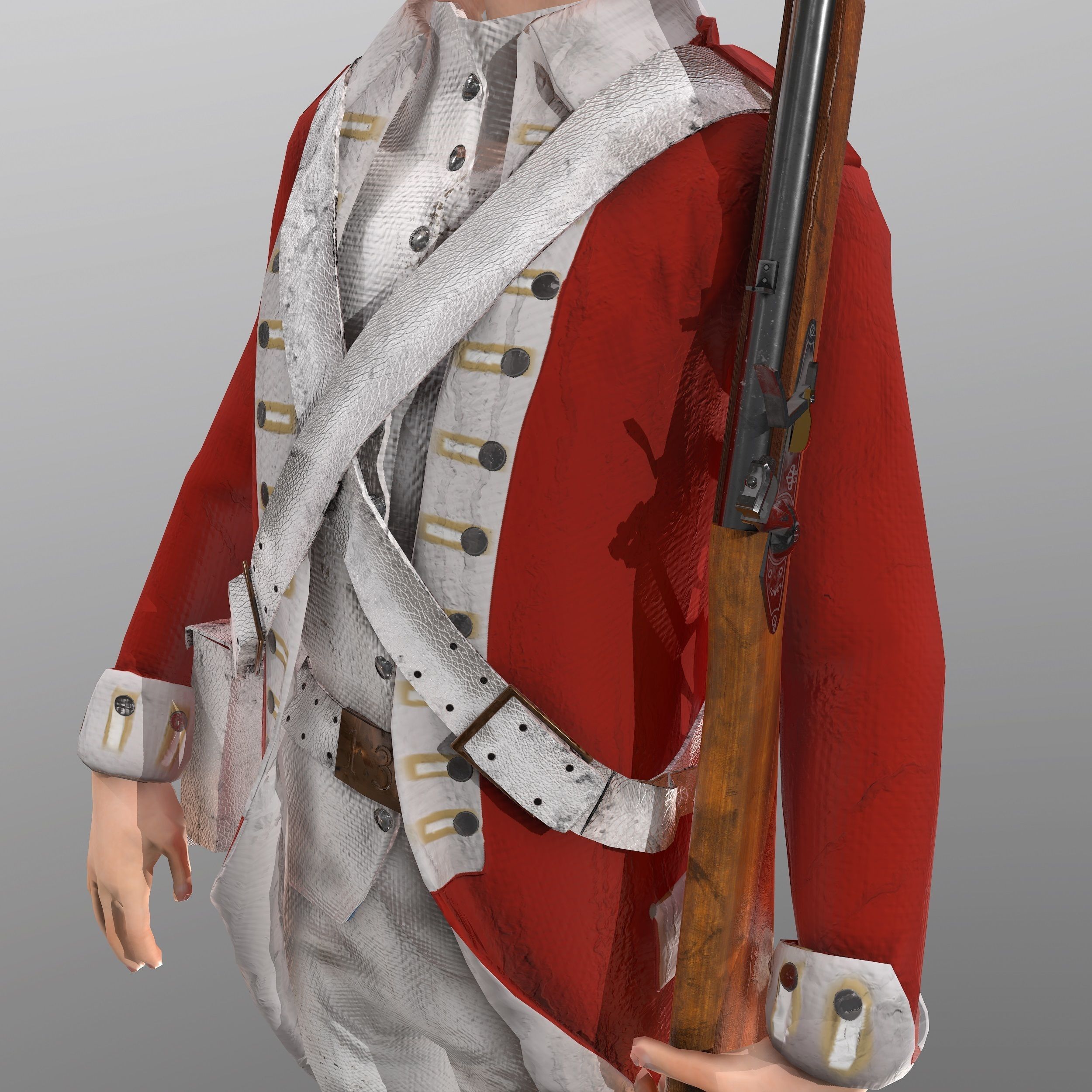 English soldier Low-poly 3D model_10