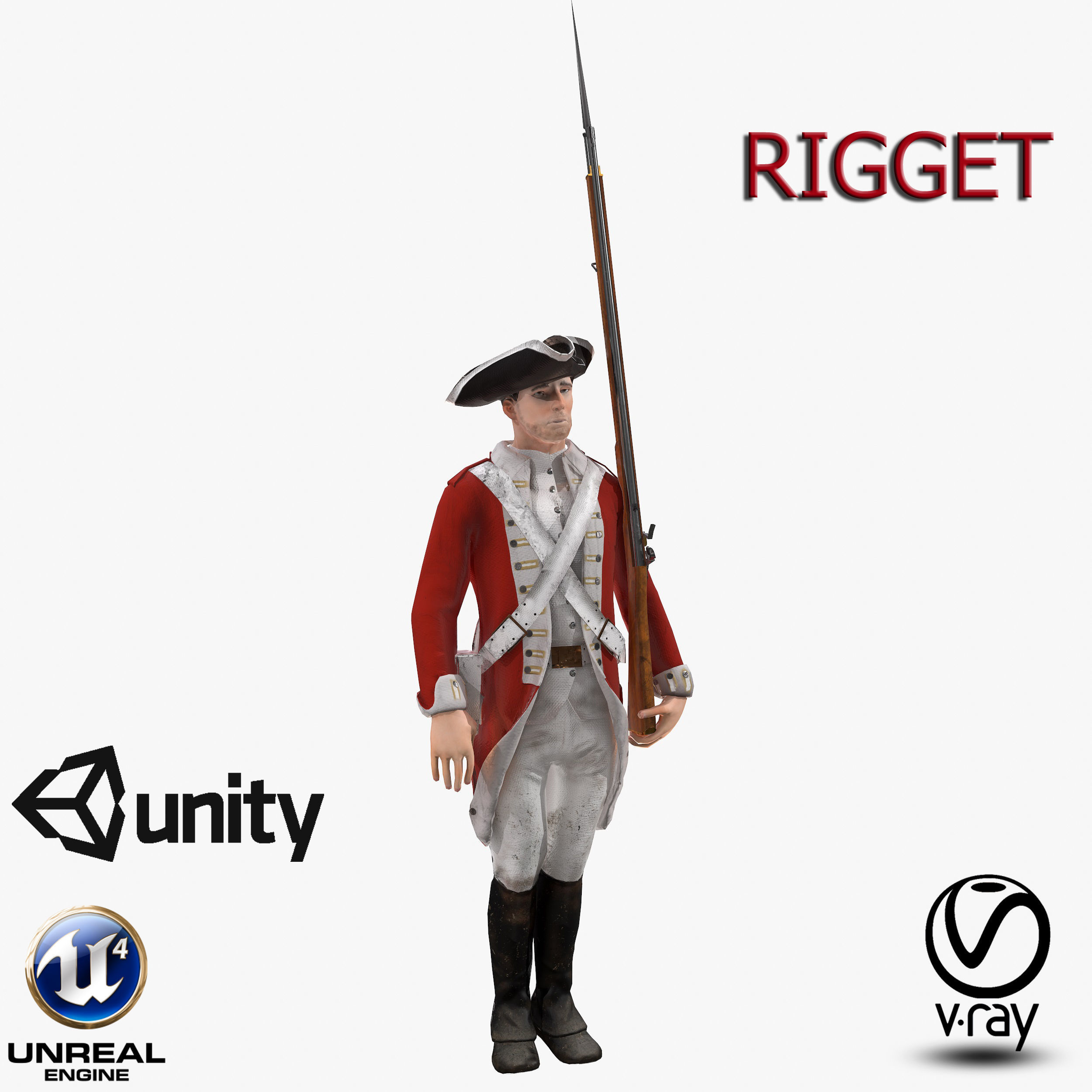 English soldier Low-poly 3D model_0