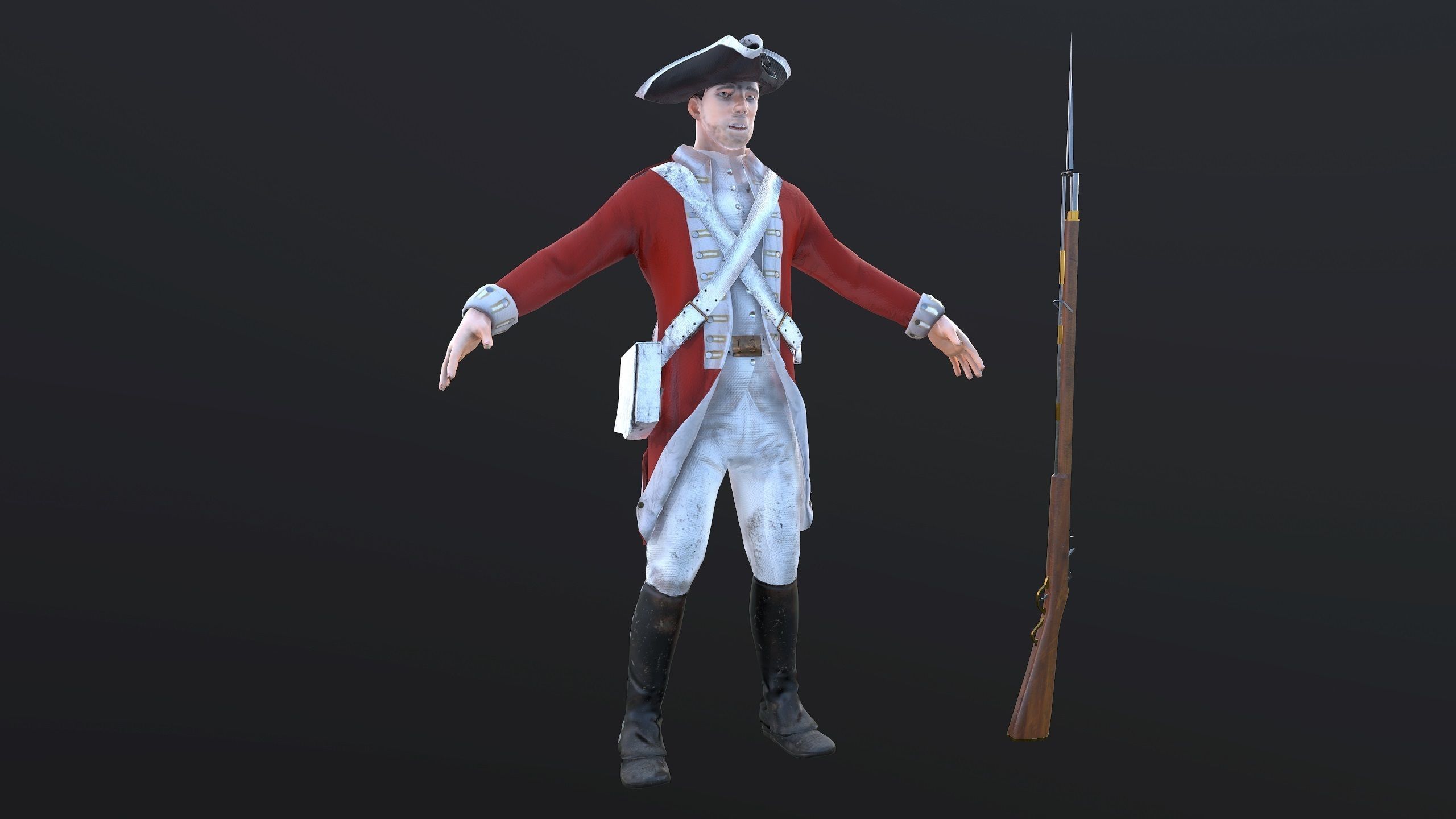 English soldier Low-poly 3D model_9