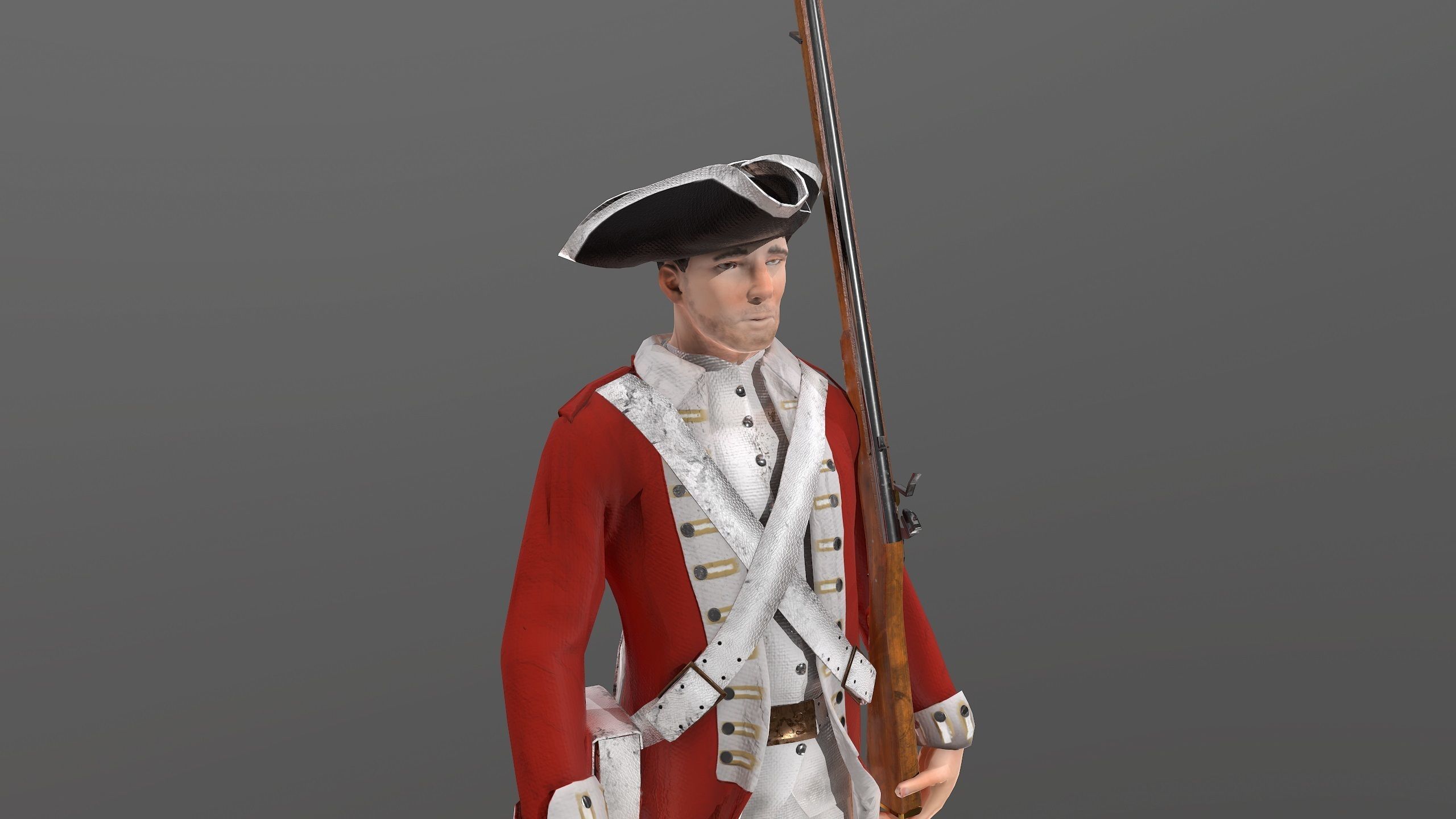 English soldier Low-poly 3D model_5