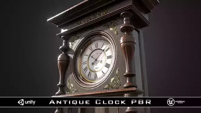 Antique Victorian Clock Low-poly 3D model