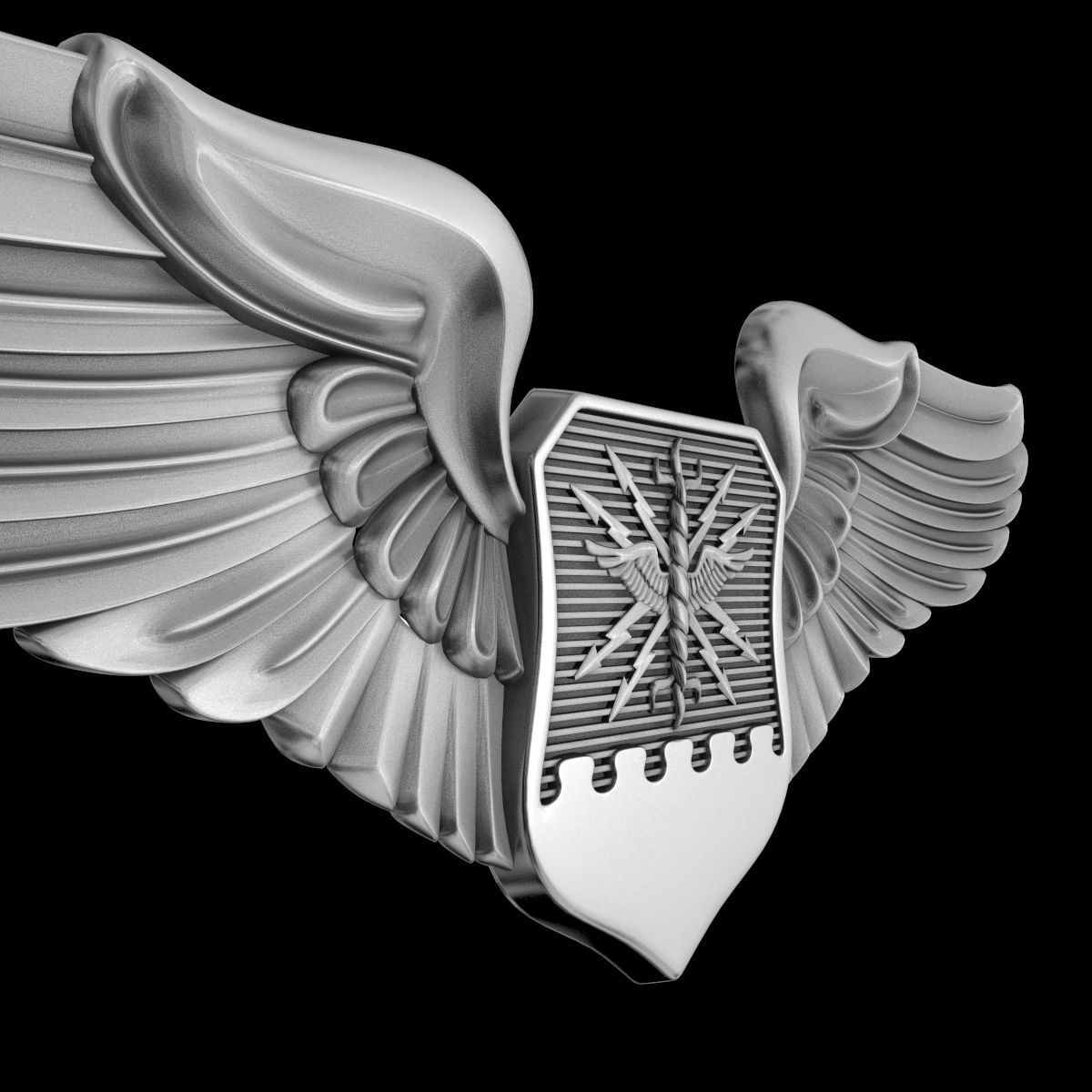 USAF Combat Systems Officer Wings Badge 3D model_4