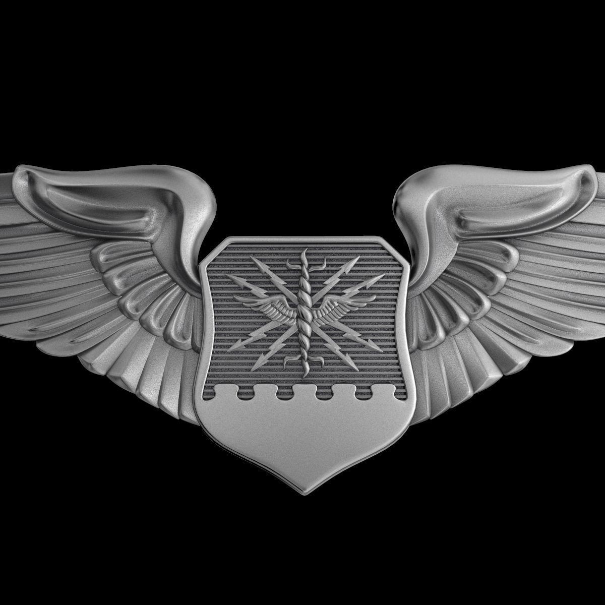 USAF Combat Systems Officer Wings Badge 3D model_2
