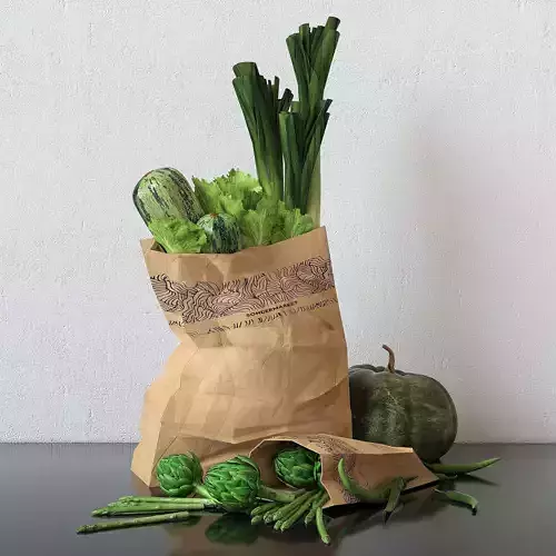 green veggies in packet  render ready vray 