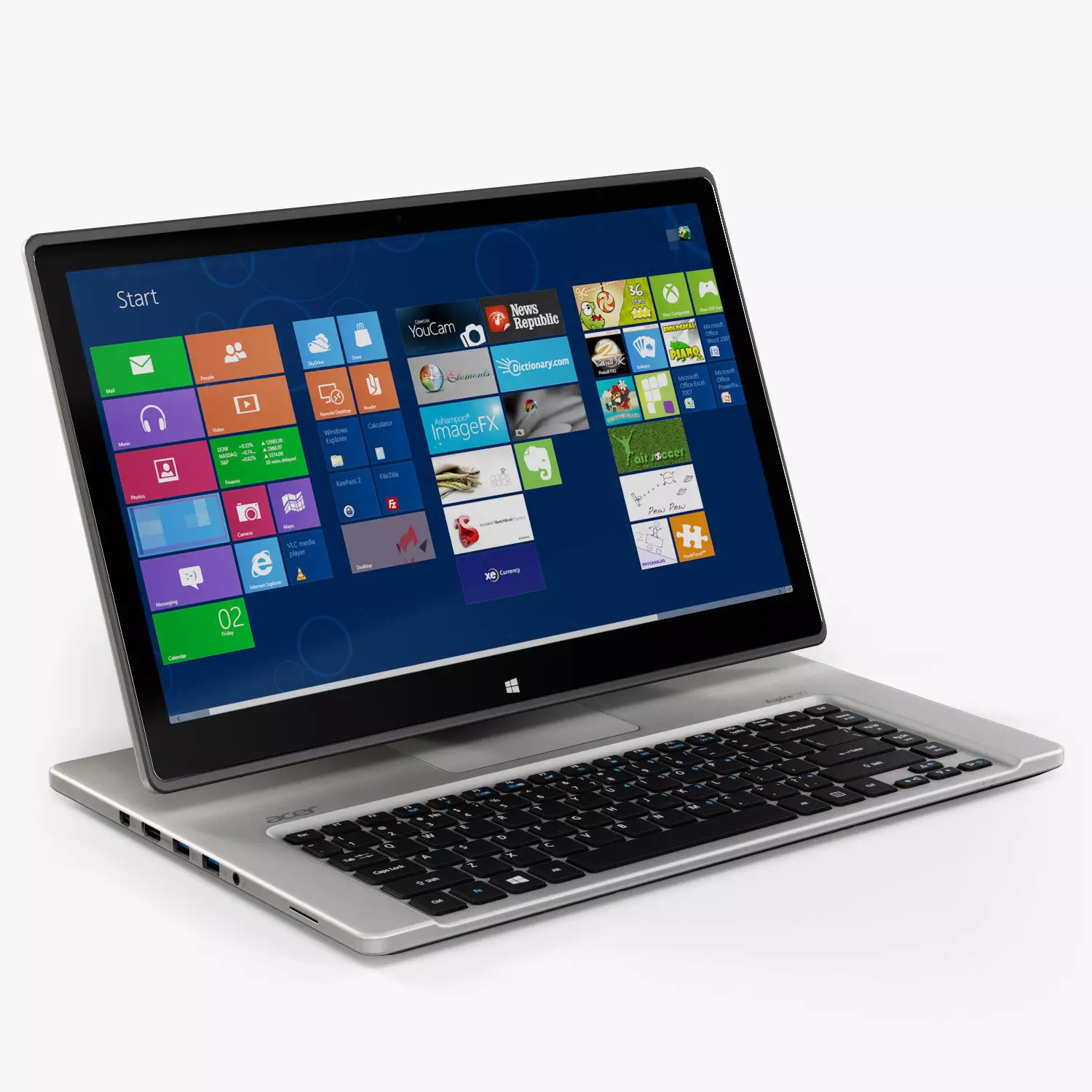 Acer Aspire R7-572G Silver convertible hybrid laptop Low-poly 3D model_0