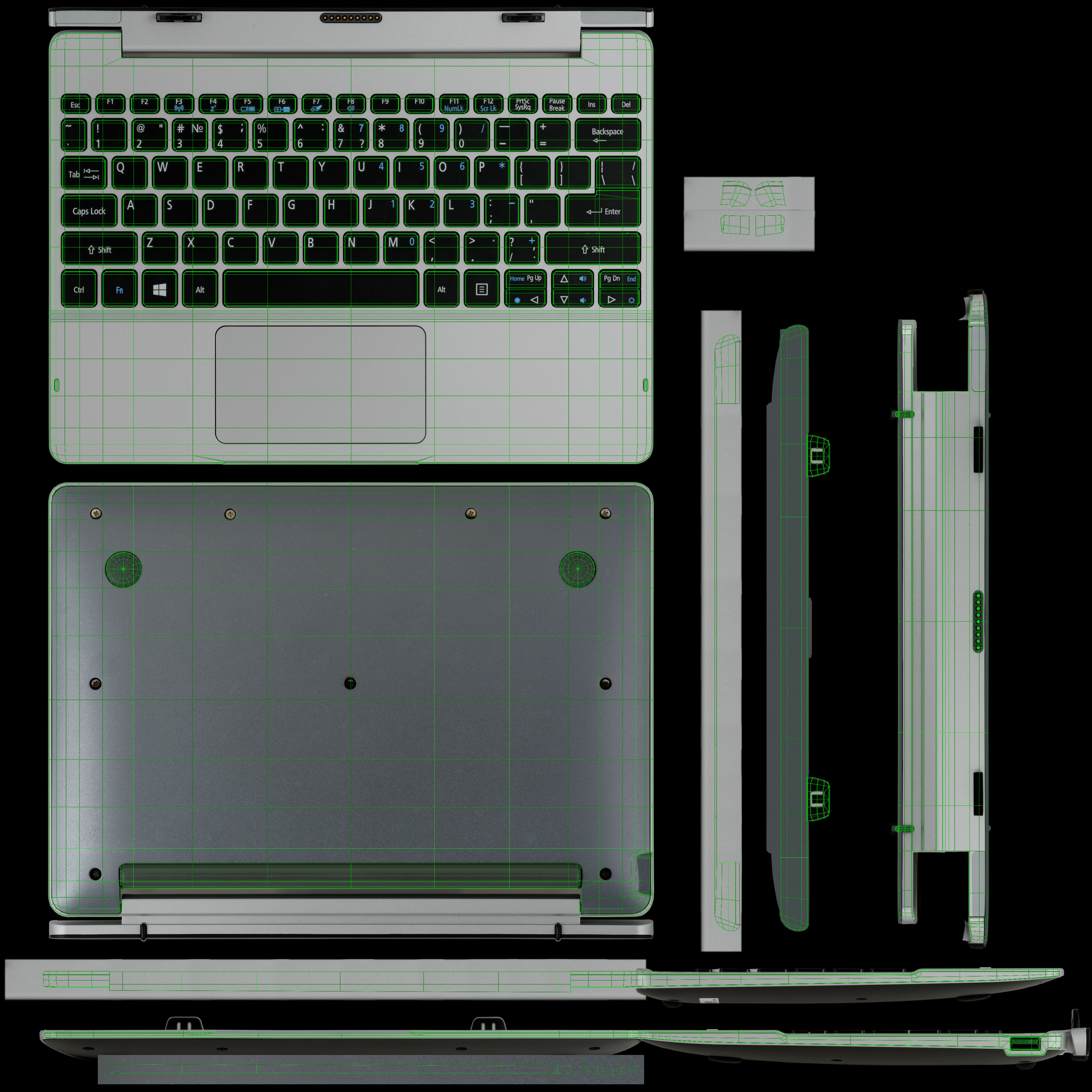 Acer Aspire Switch 10 convertible hybrid laptop Low-poly 3D model_32