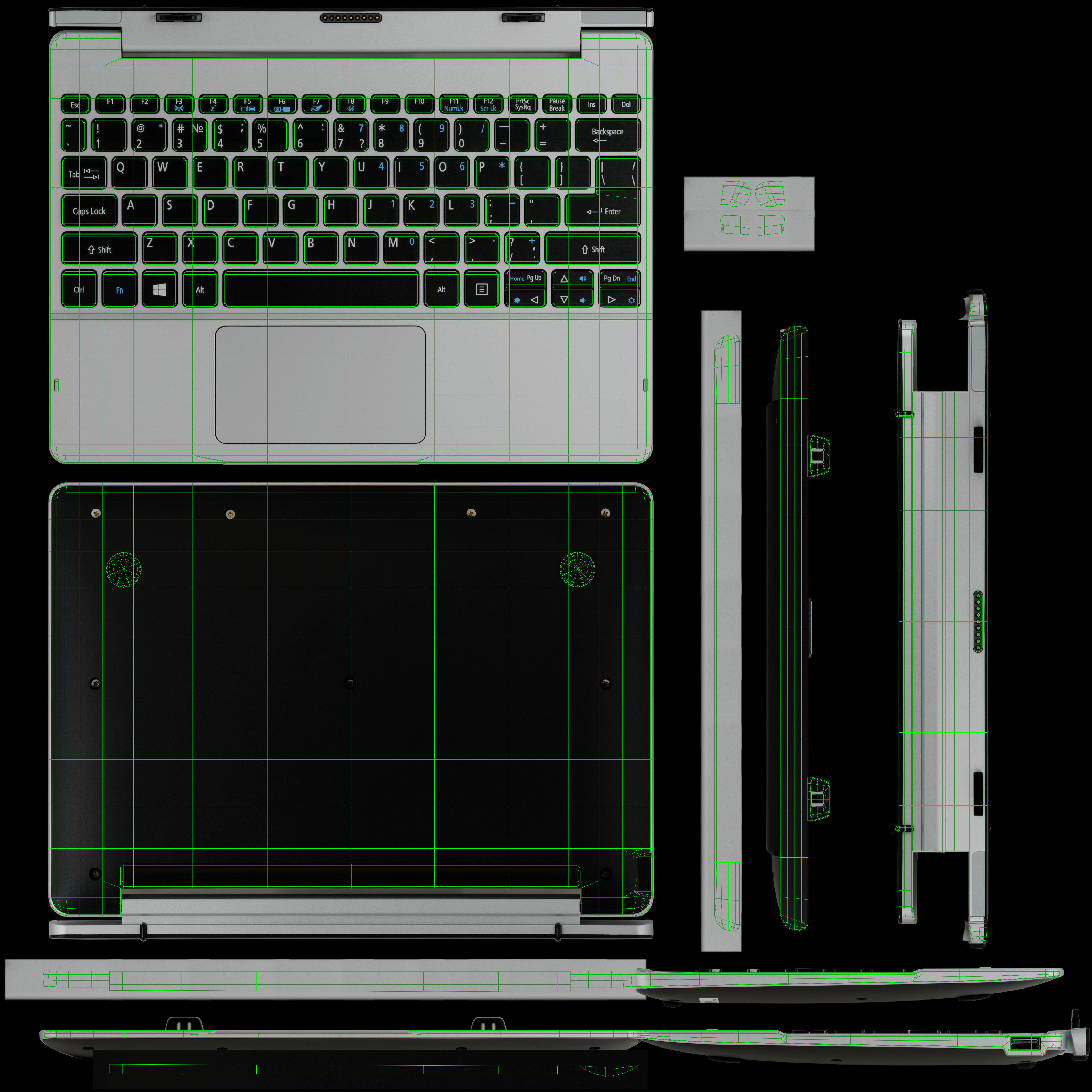 Acer Aspire Switch 10 convertible hybrid laptop Low-poly 3D model_34