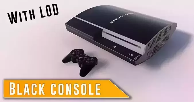 Black gaming console with LOD Free low-poly 3D model
