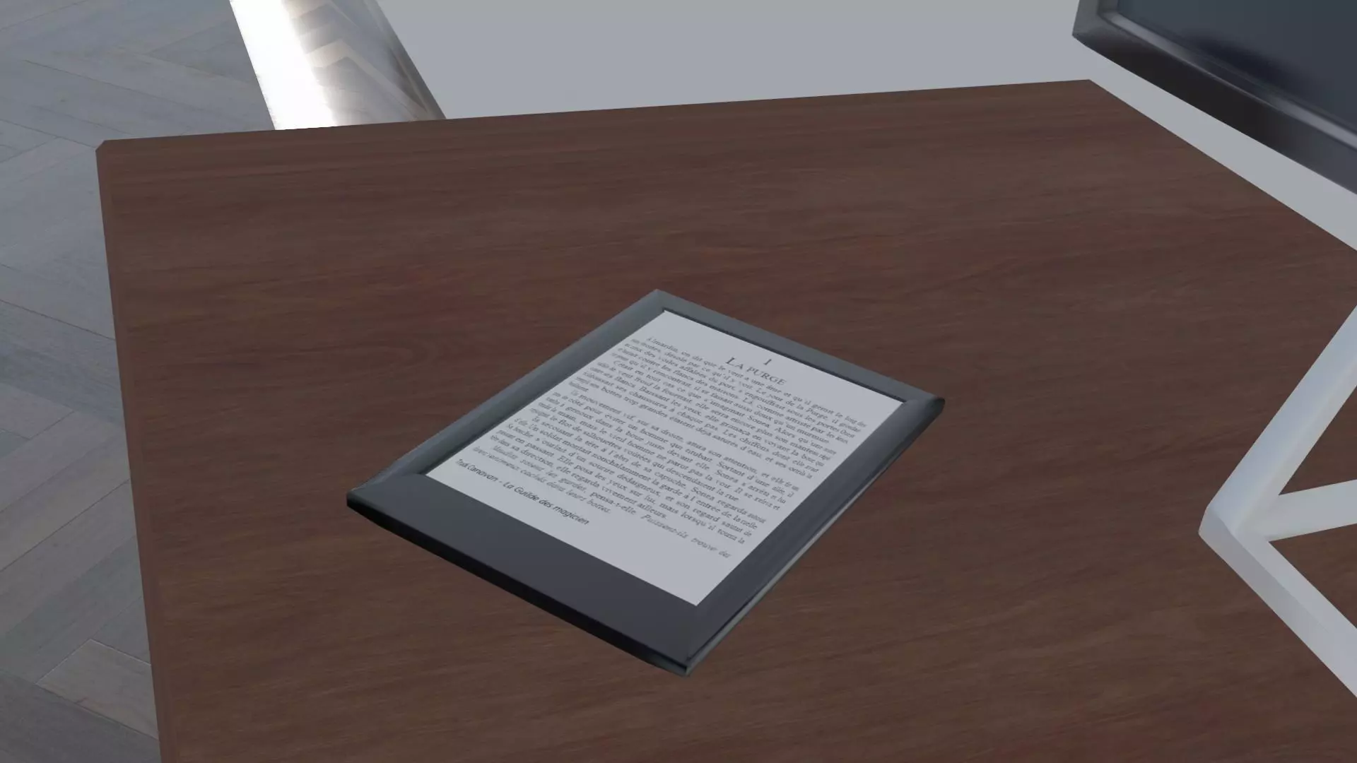 E-reader kindle on desk Free 3D model_0