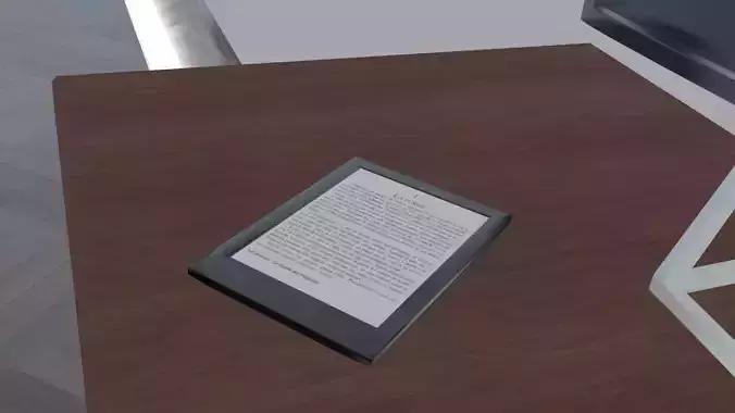 E-reader kindle on desk