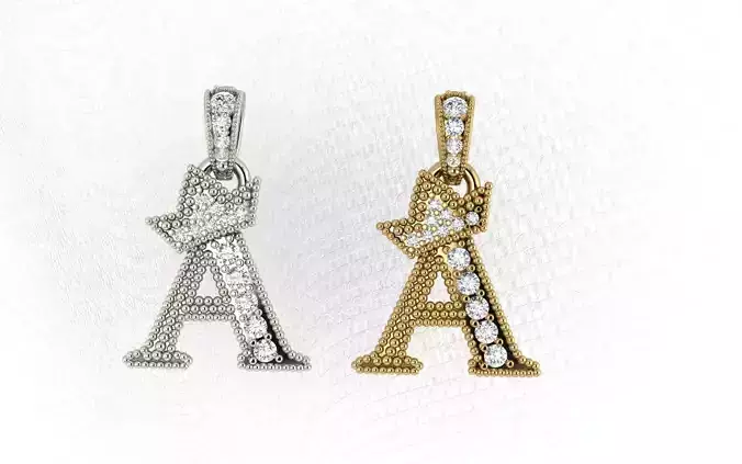 A letter diamond pendant