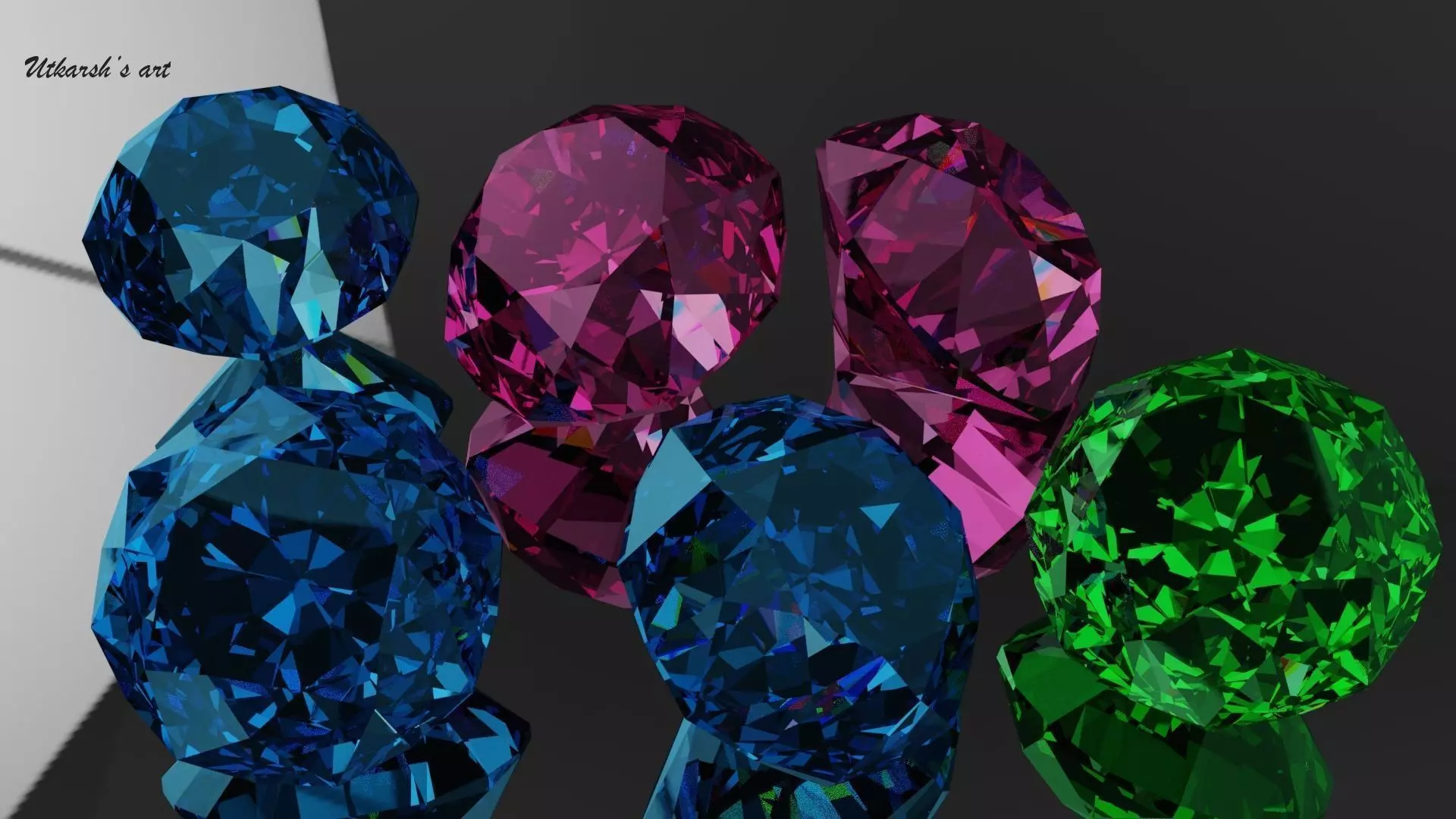 DIAMOND GEMS IN VARIOUS COLORS  3D model_0