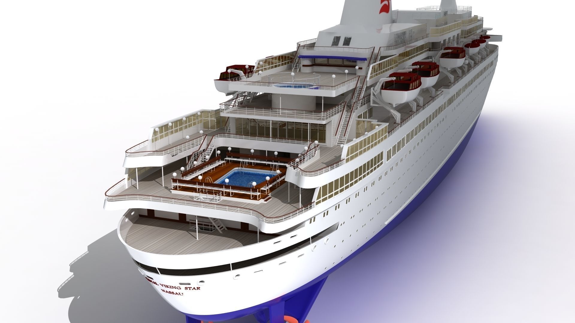 Royal Viking Star Cruise Ship Low-poly 3D model_3