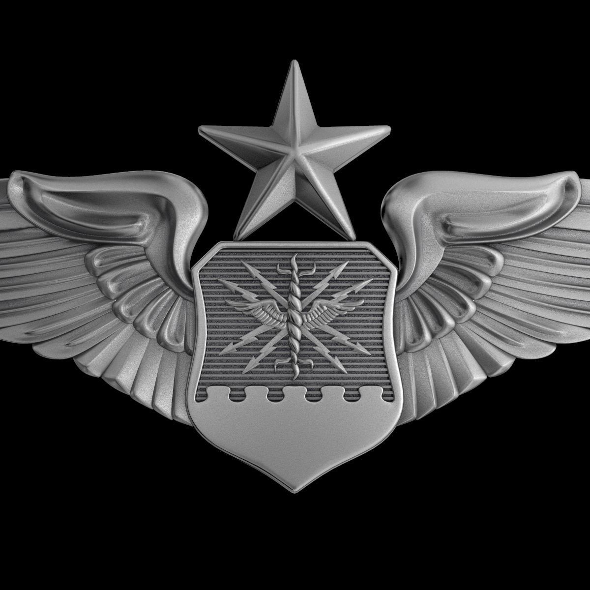 USAF Senior Combat Systems Officer Wings Badge 3D model_2