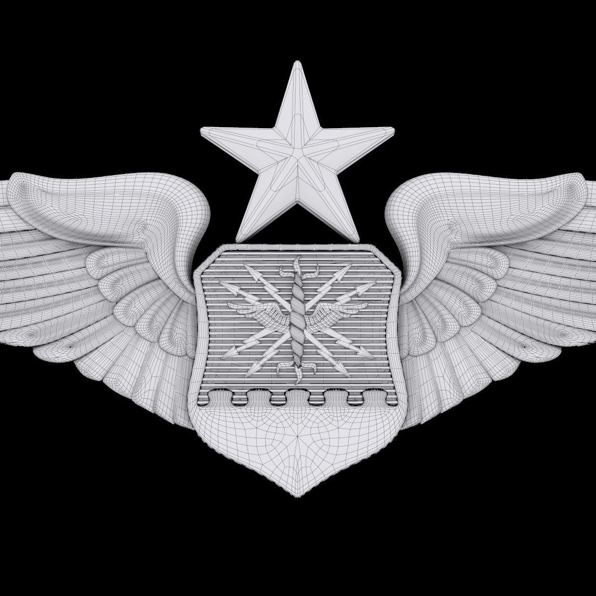 USAF Senior Combat Systems Officer Wings Badge 3D model_3