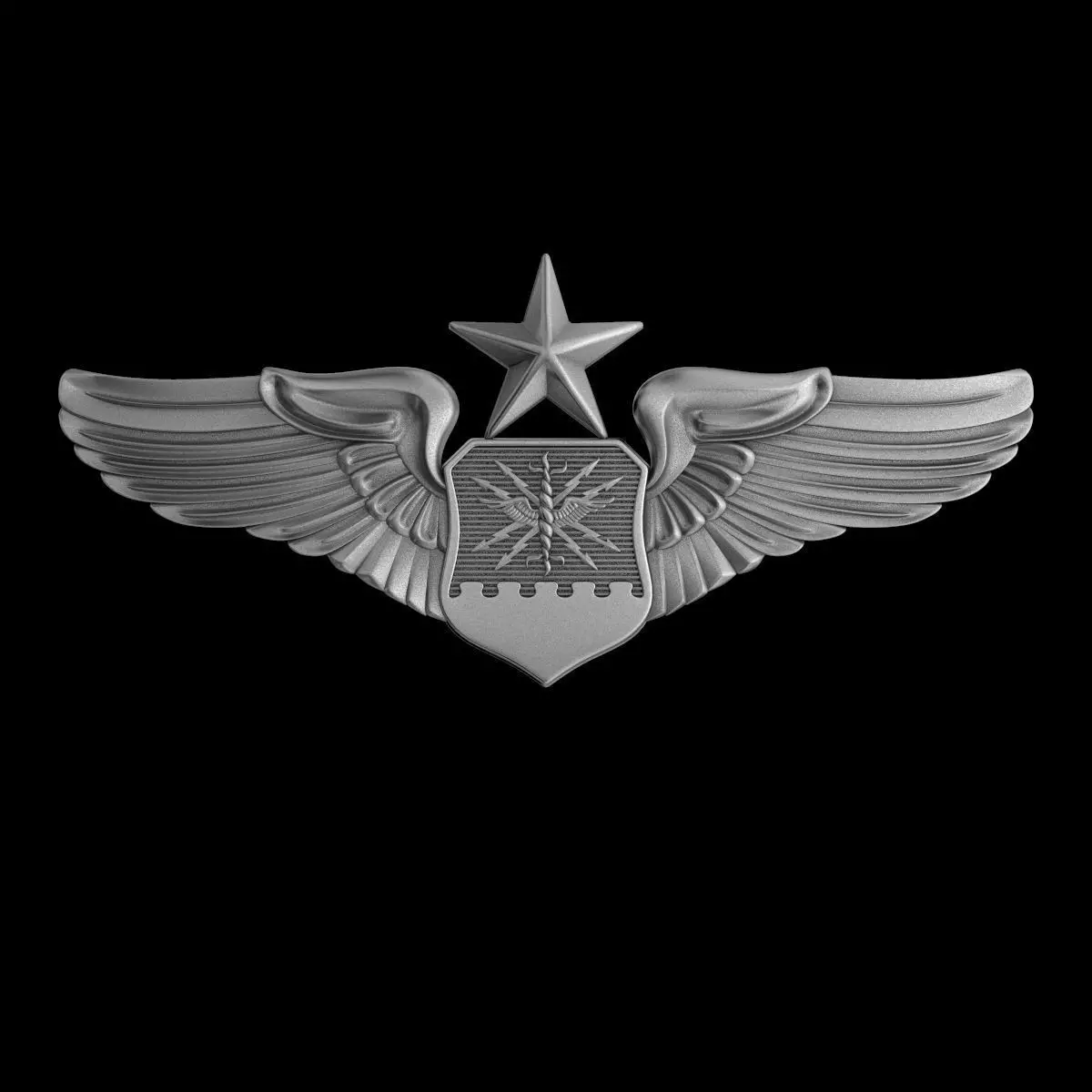 USAF Senior Combat Systems Officer Wings Badge 3D model_0