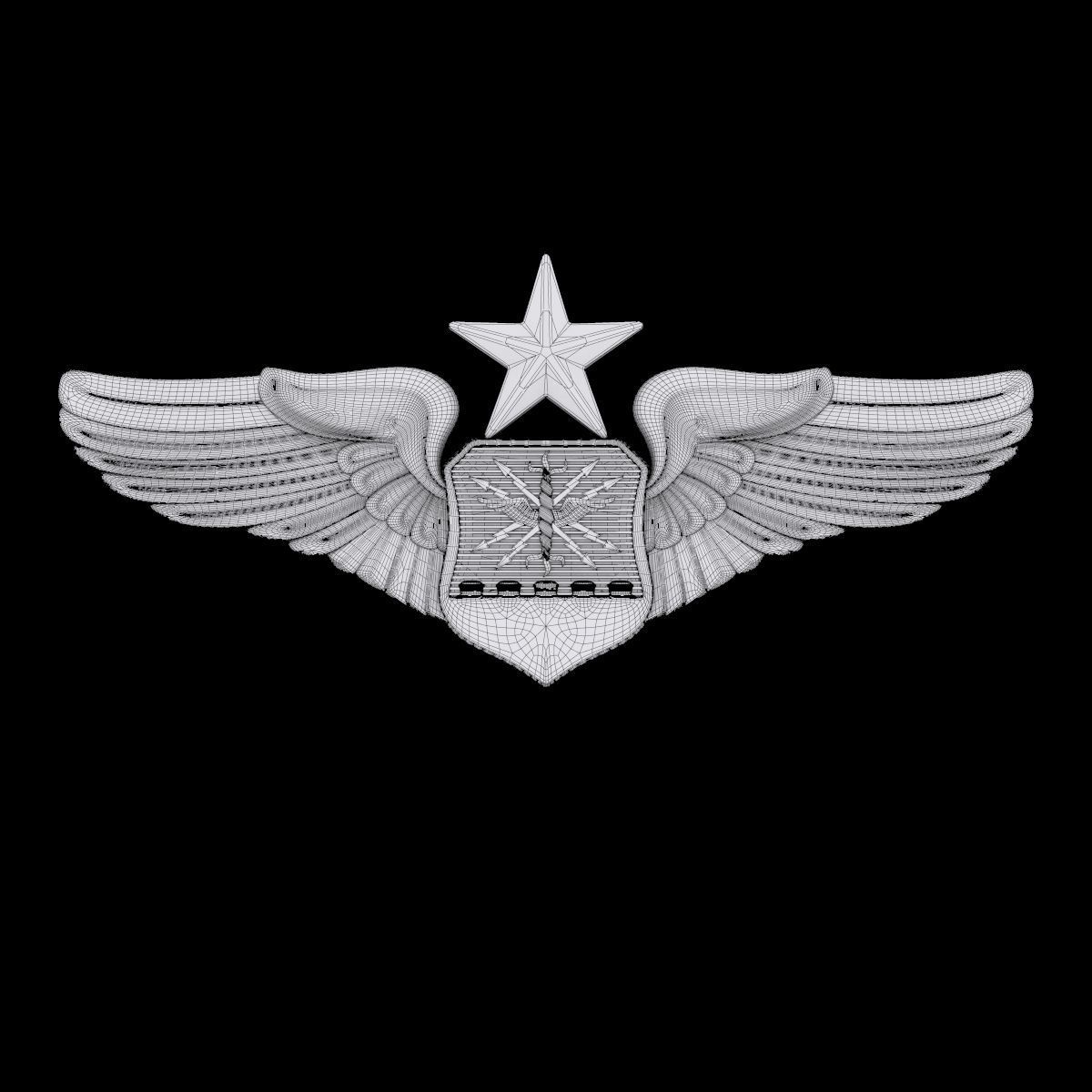 USAF Senior Combat Systems Officer Wings Badge 3D model_1