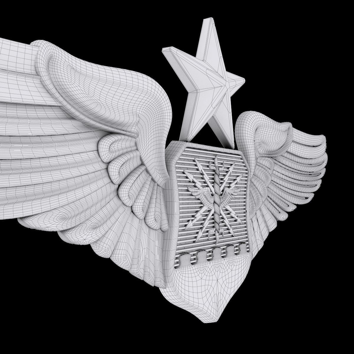 USAF Senior Combat Systems Officer Wings Badge 3D model_5