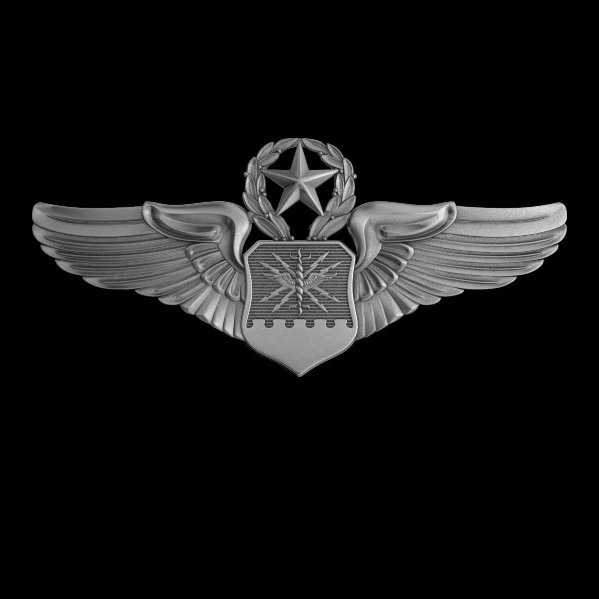 USAF Master Combat Systems Officer Wings Badge 3D model_0