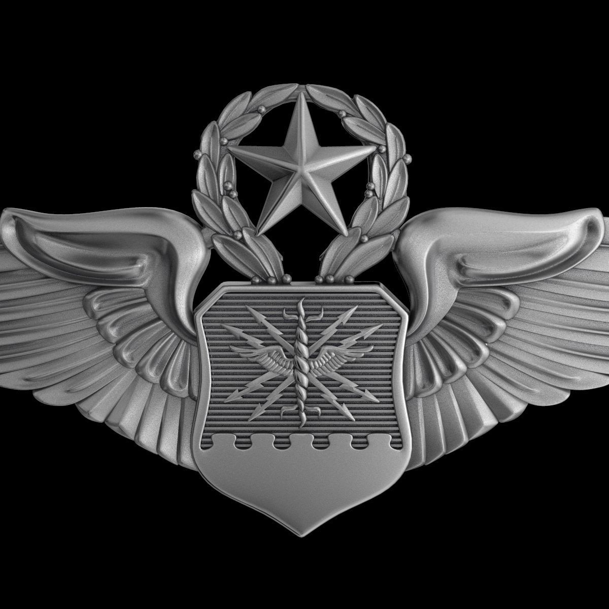 USAF Master Combat Systems Officer Wings Badge 3D model_2