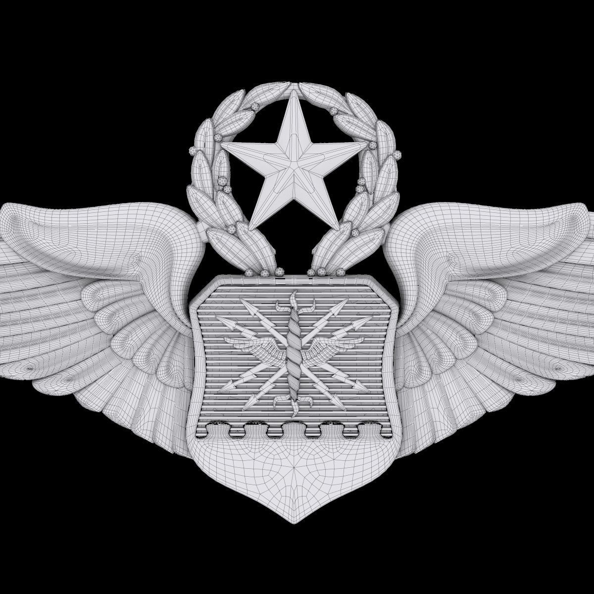 USAF Master Combat Systems Officer Wings Badge 3D model_3