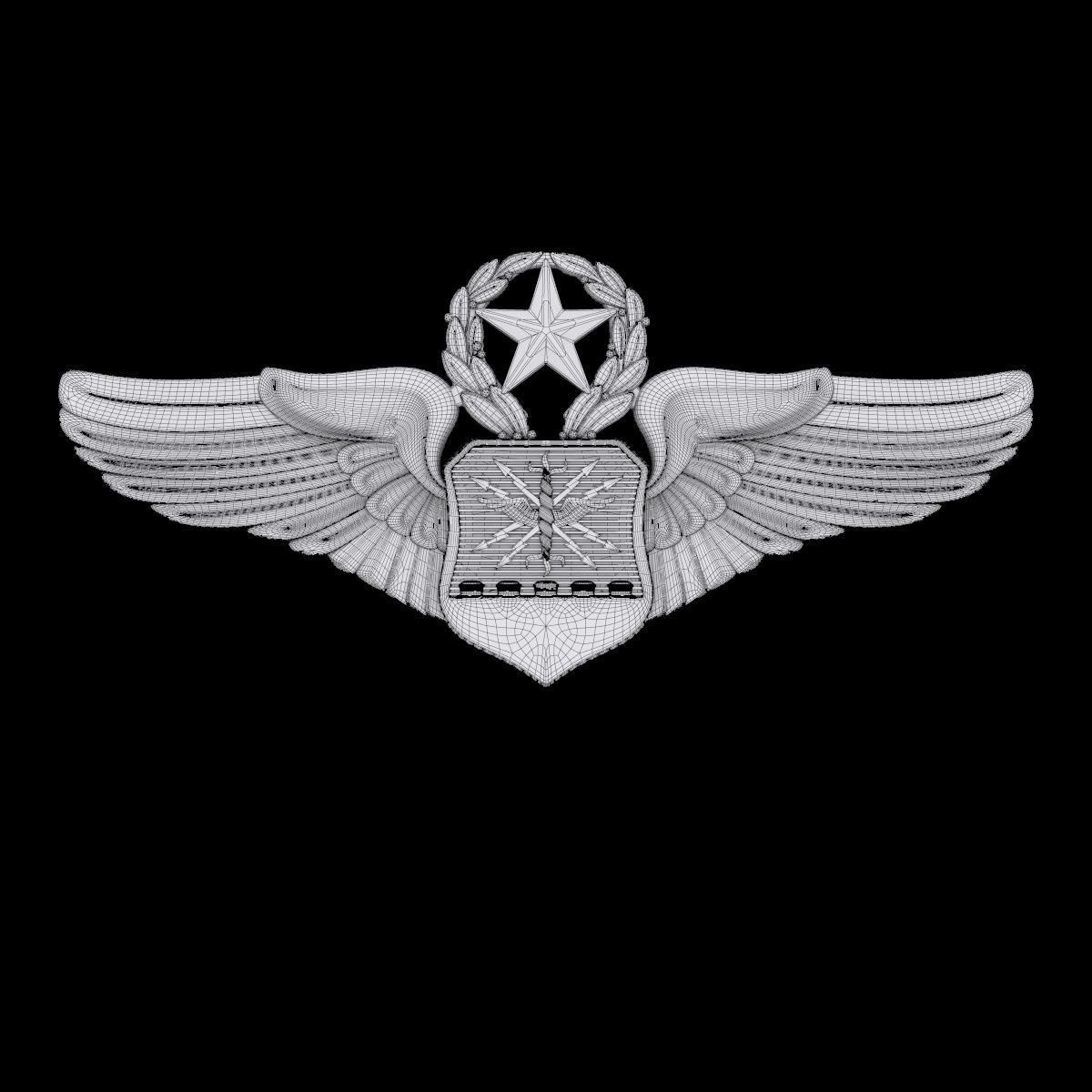 USAF Master Combat Systems Officer Wings Badge 3D model_1