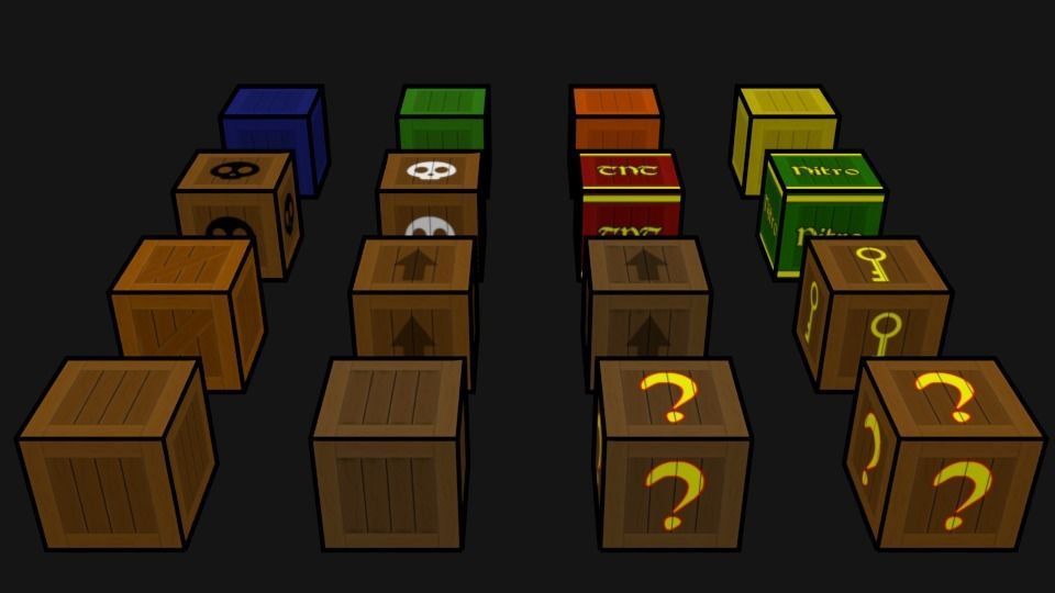 Super cartoon pack  boxes for video game Low-poly 3D model_3