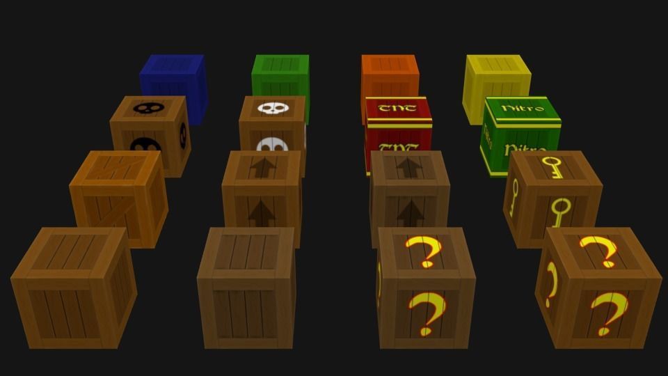 Super cartoon pack  boxes for video game Low-poly 3D model_1