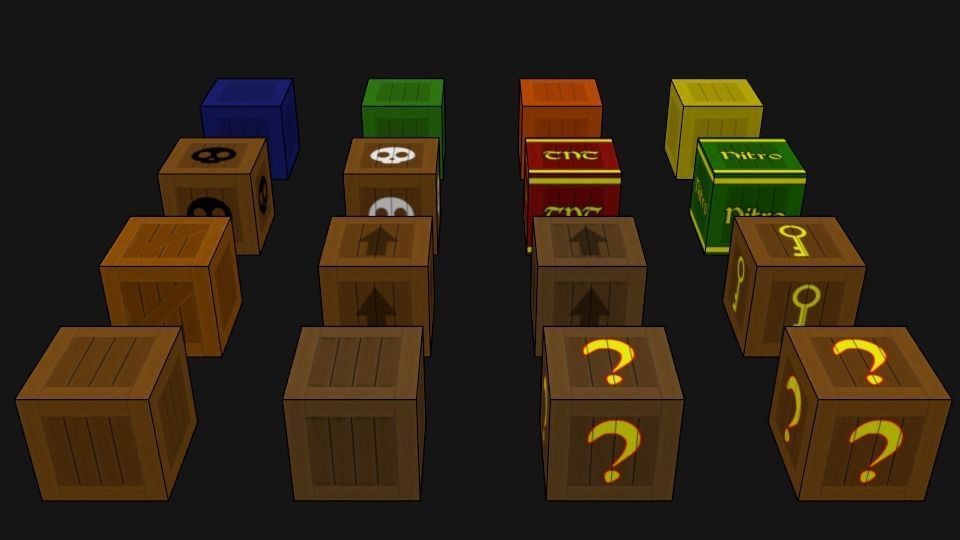 Super cartoon pack  boxes for video game Low-poly 3D model_2
