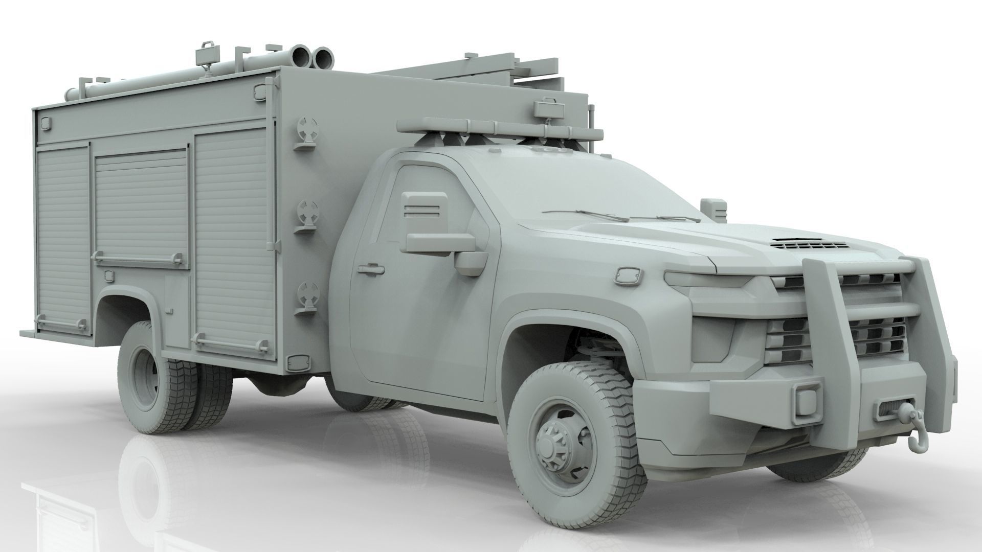 Silverado 2021 FIRETRUCK singlecab Low-poly 3D model_6