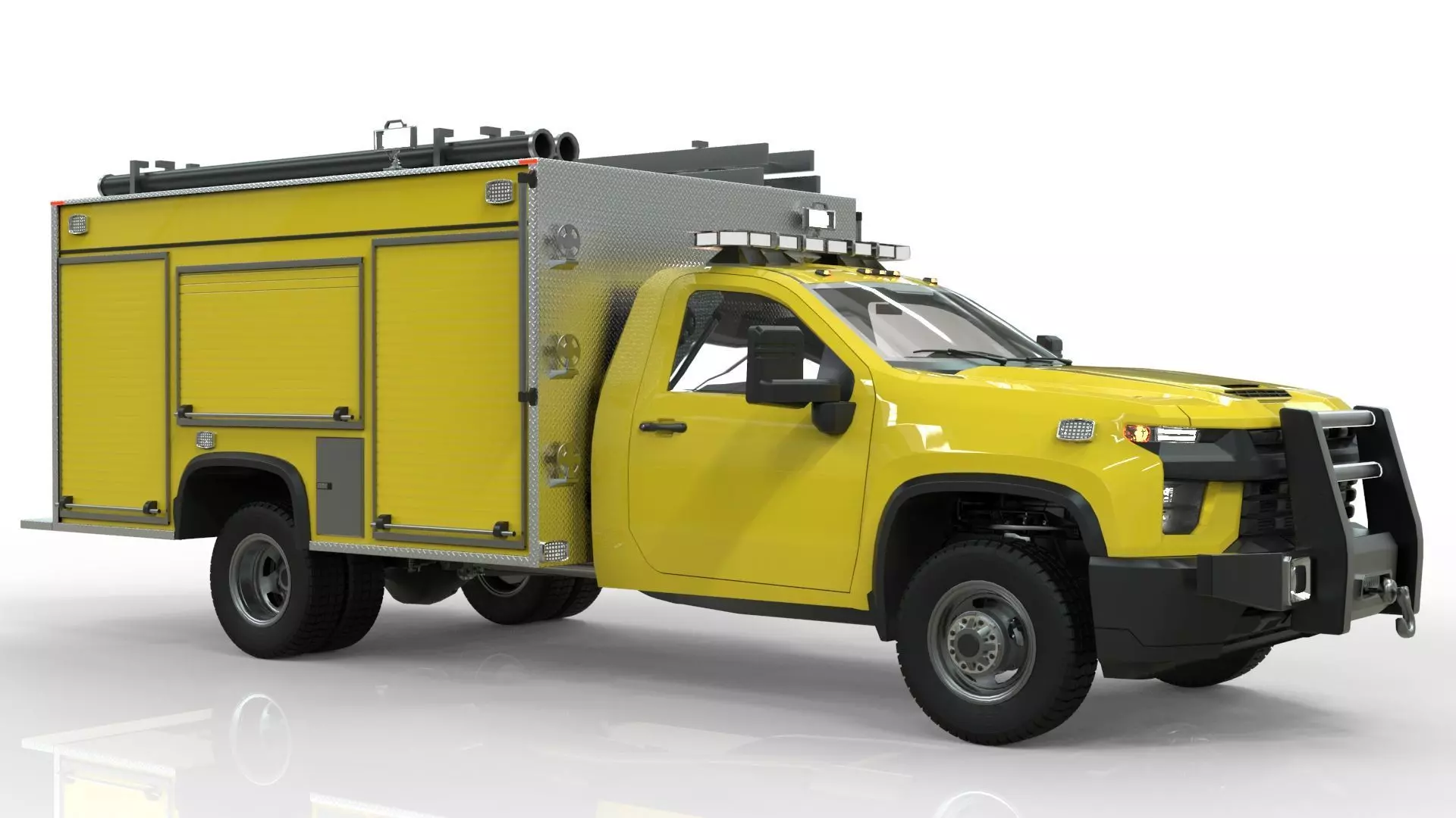 Silverado 2021 FIRETRUCK singlecab Low-poly 3D model_0