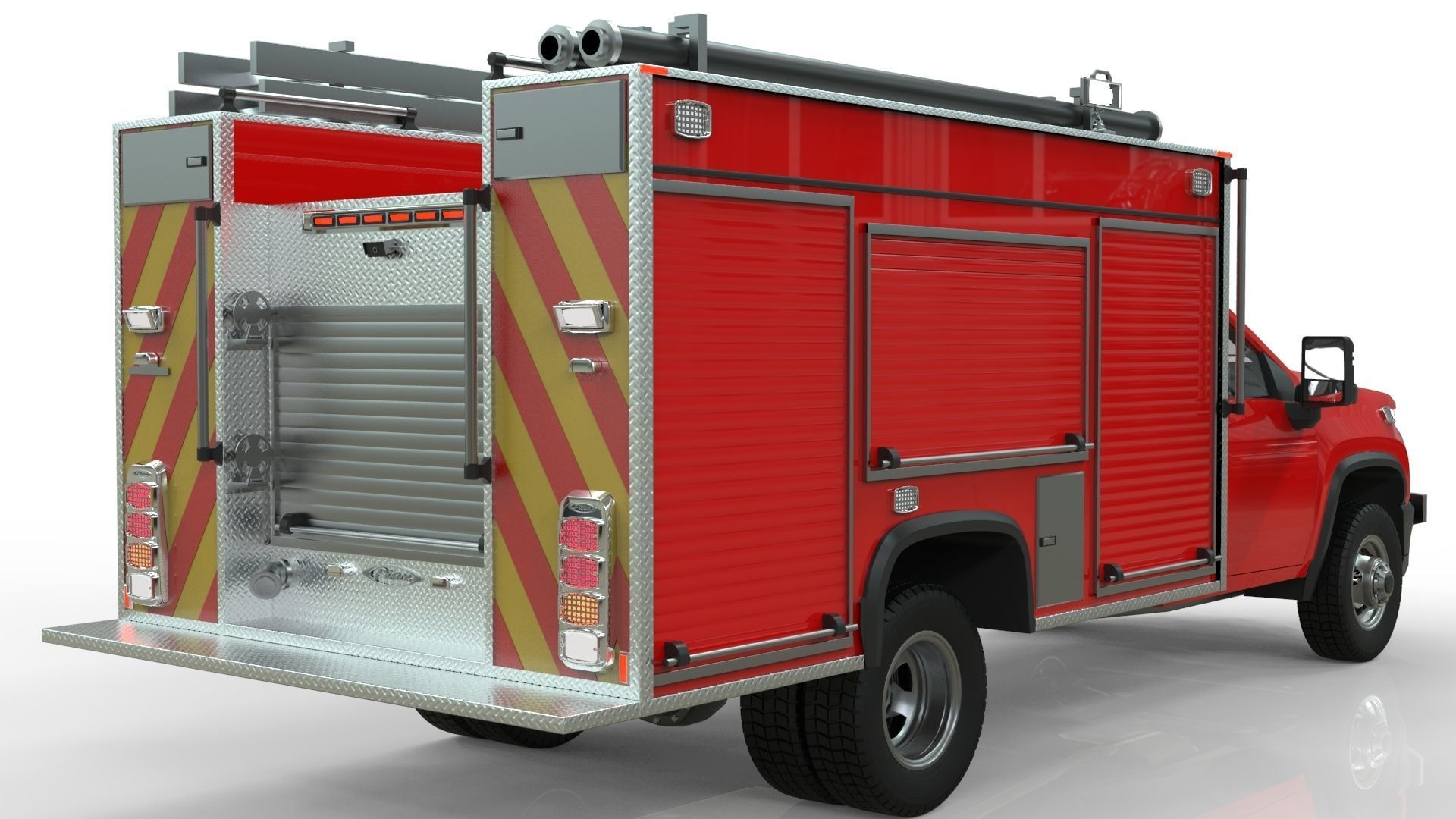Silverado 2021 FIRETRUCK singlecab Low-poly 3D model_4