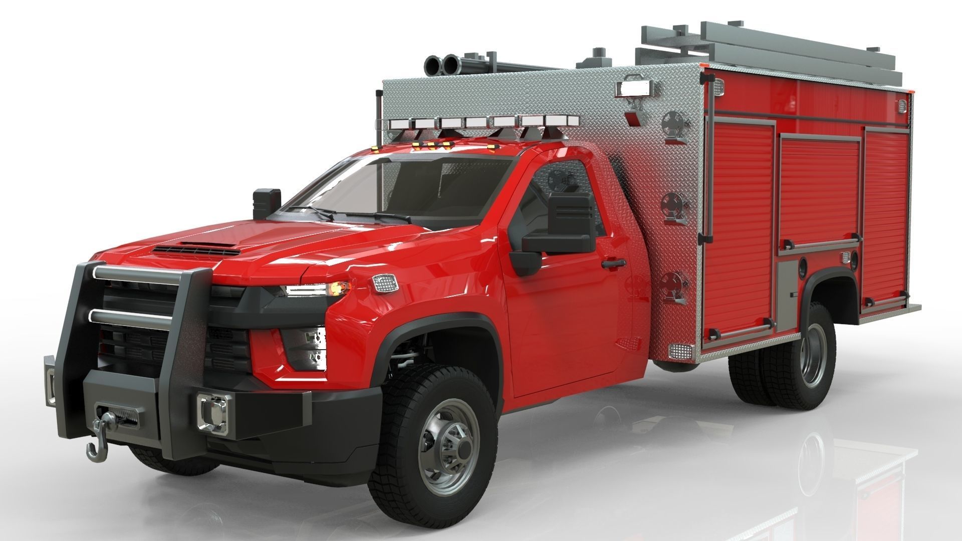 Silverado 2021 FIRETRUCK singlecab Low-poly 3D model_3