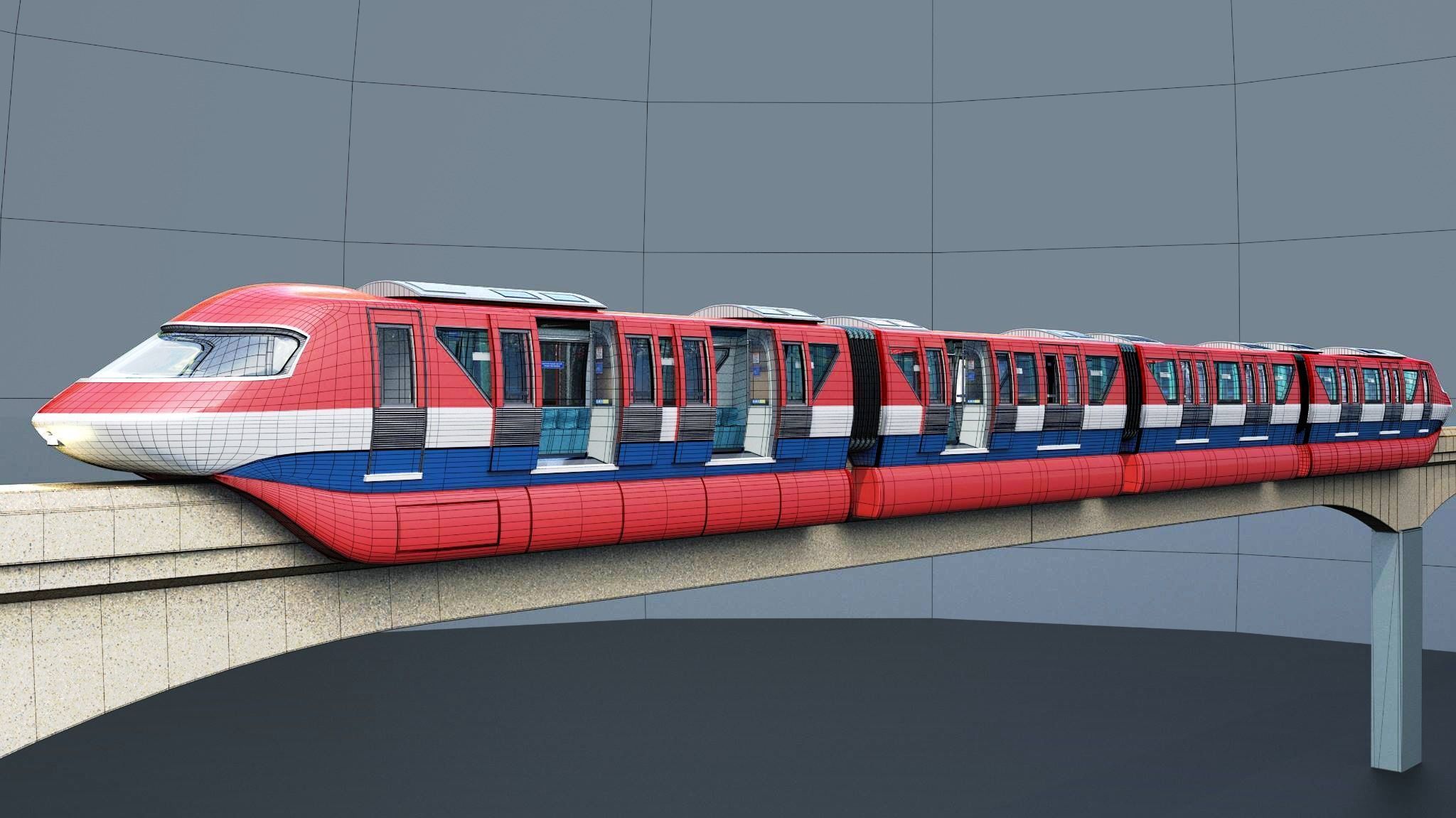 Monorail train 3D model_16