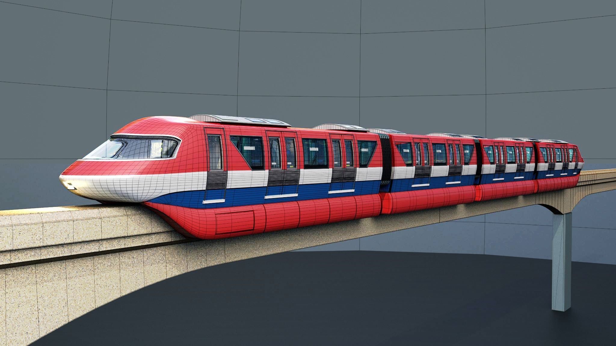 Monorail train 3D model_10