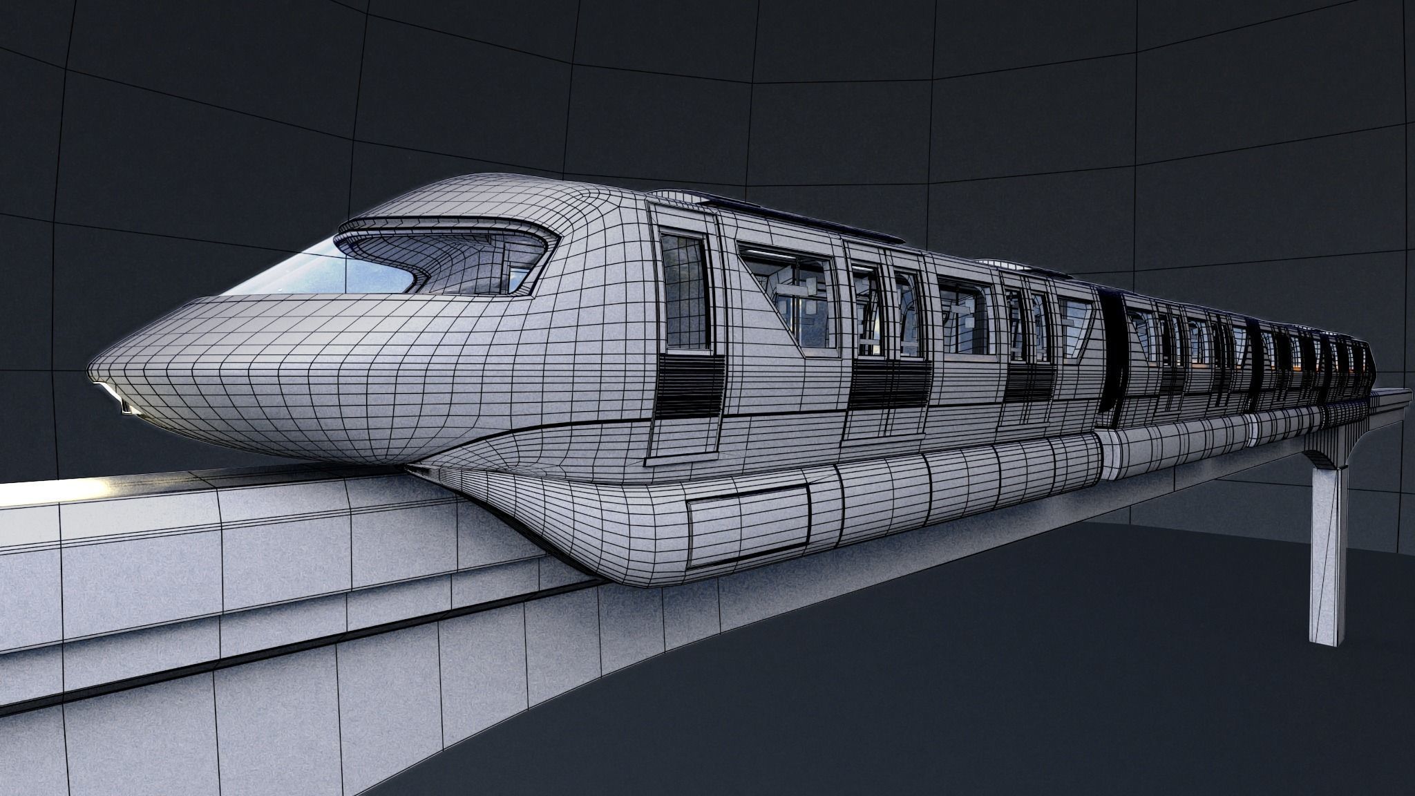 Monorail train 3D model_36