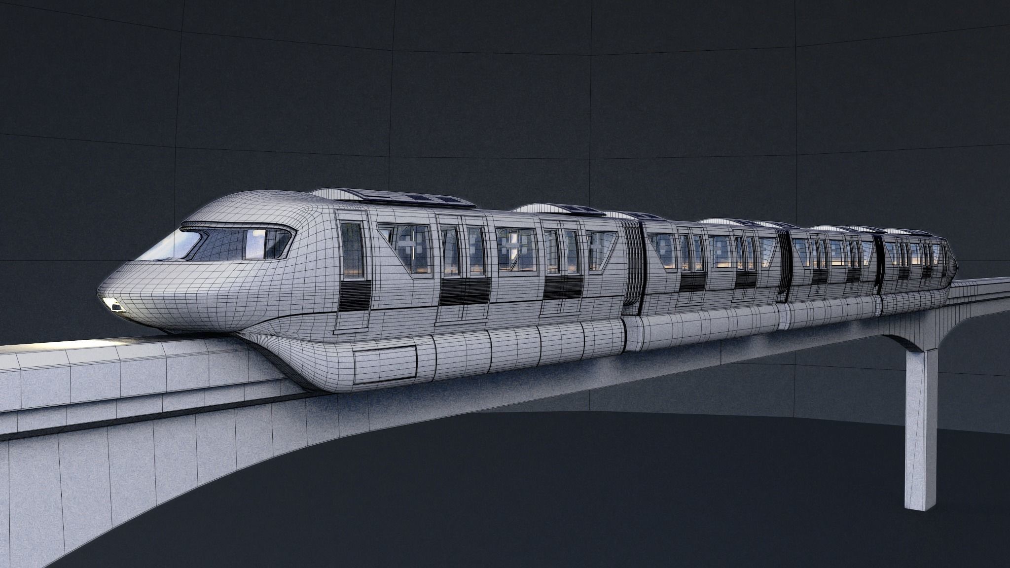 Monorail train 3D model_35