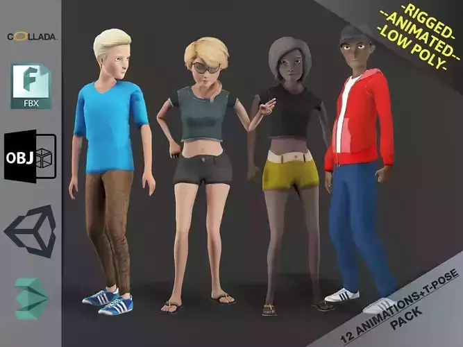 Cartoon Characters Pack3 Low-poly 3D model