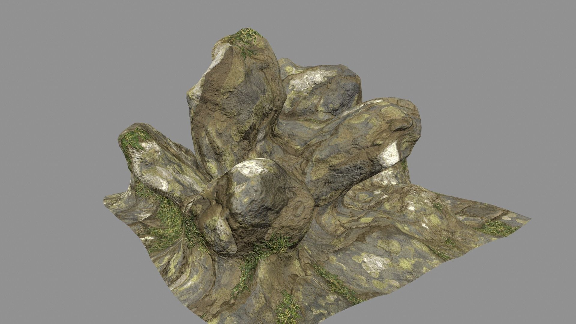 mossy rocks  Low-poly 3D model_4