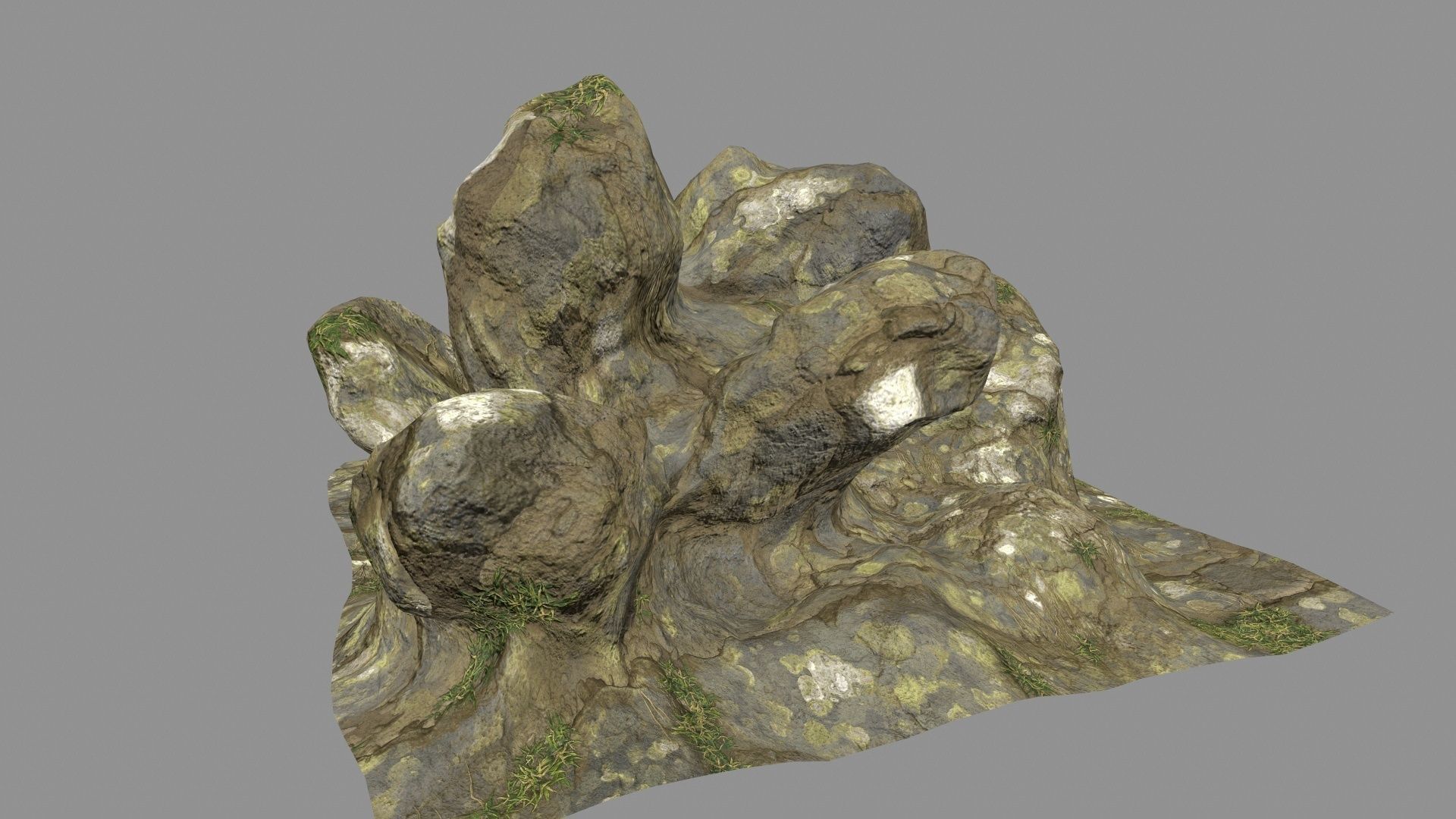 mossy rocks  Low-poly 3D model_3
