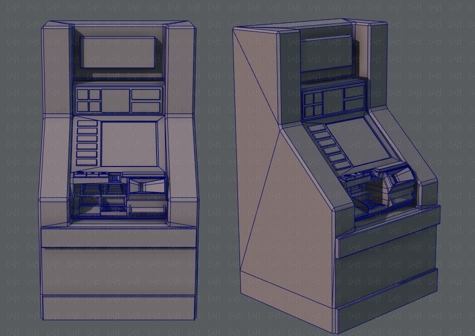  Ticket Cabinet Low-poly 3D model_1