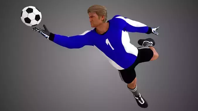 Caucasian Football Soccer GoalKeeper 3D model