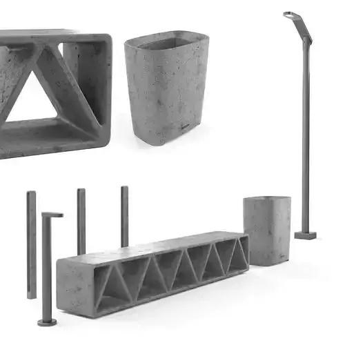 Concrete street elements 3D model