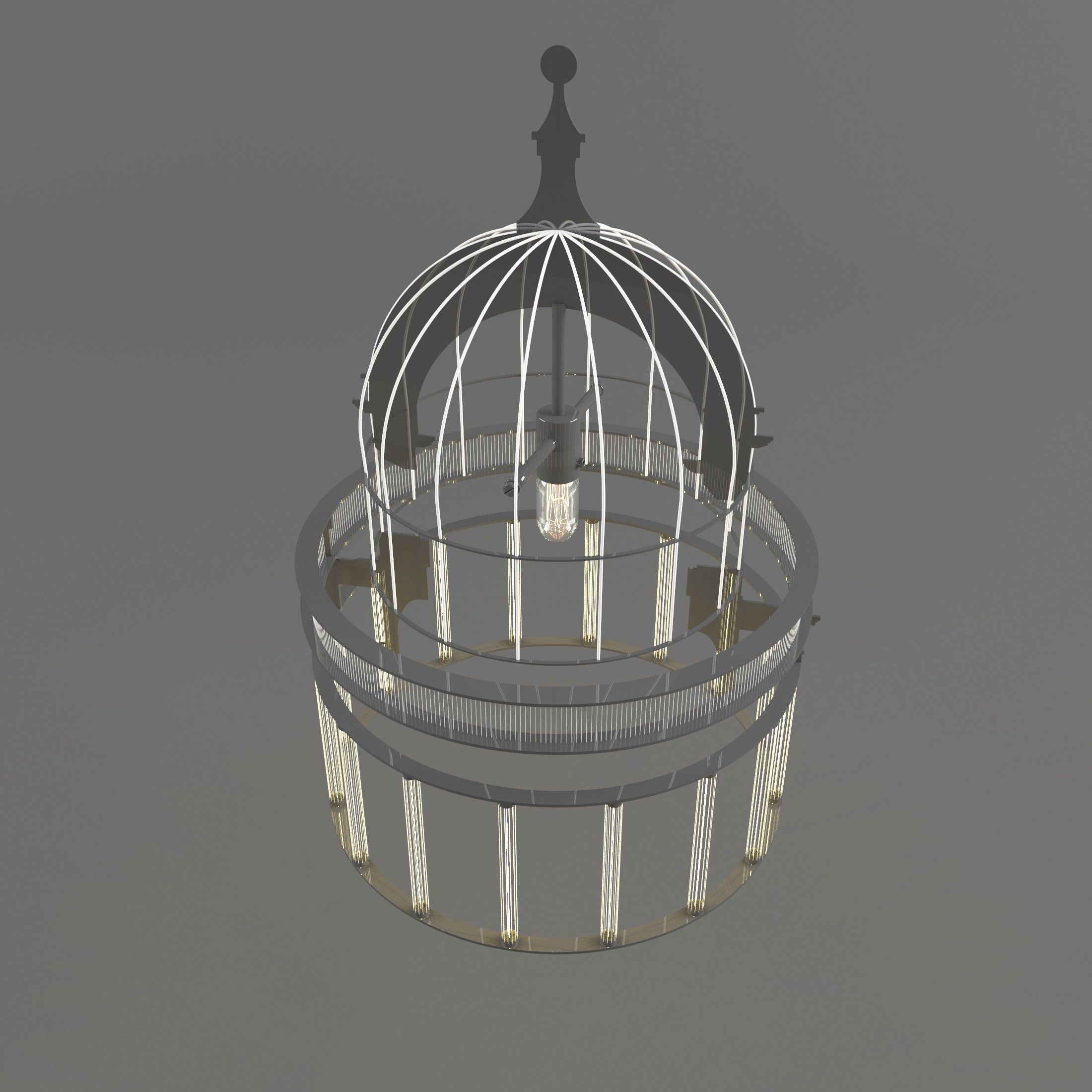 Chandelier birdcage - birdcage Low-poly 3D model_1