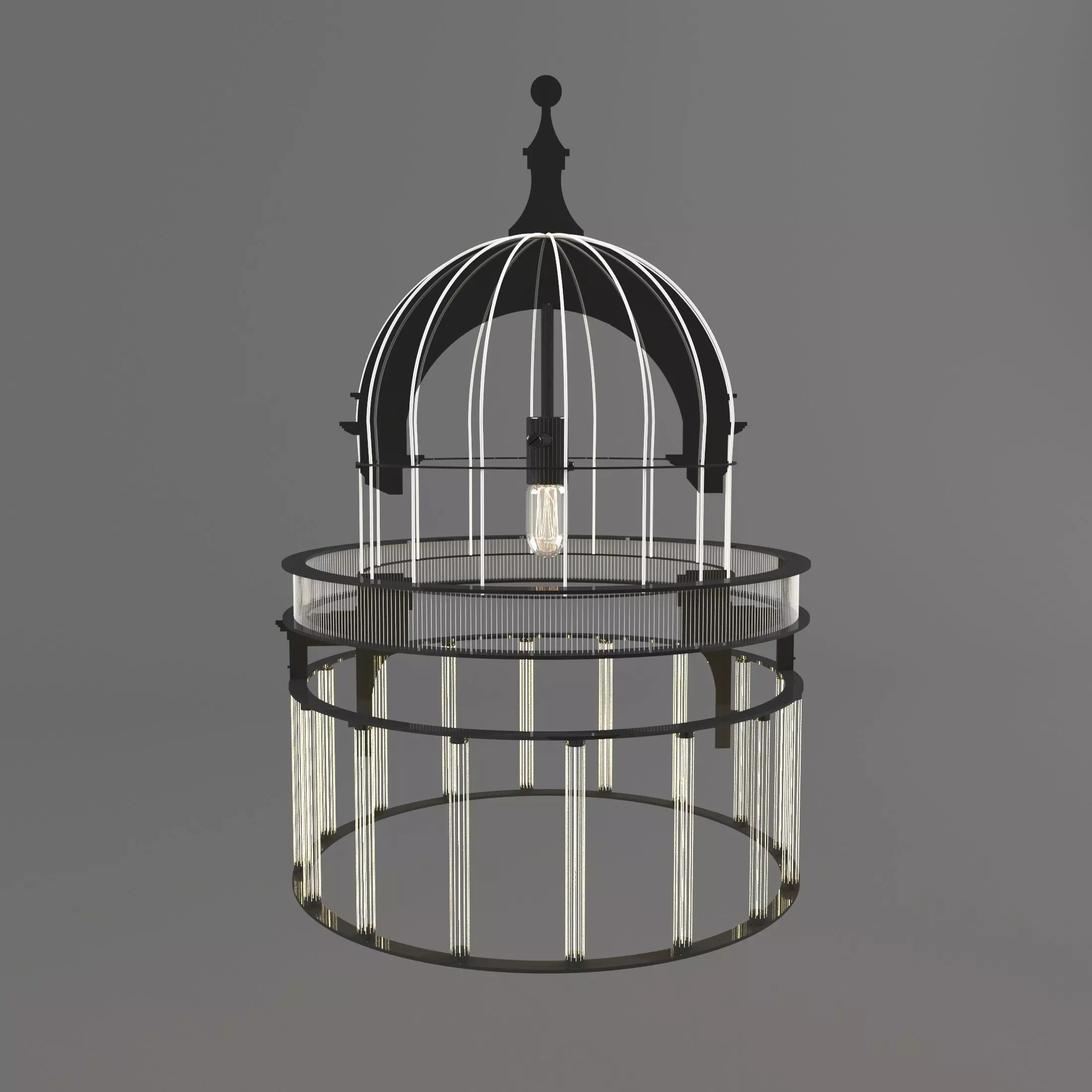 Chandelier birdcage - birdcage Low-poly 3D model_0