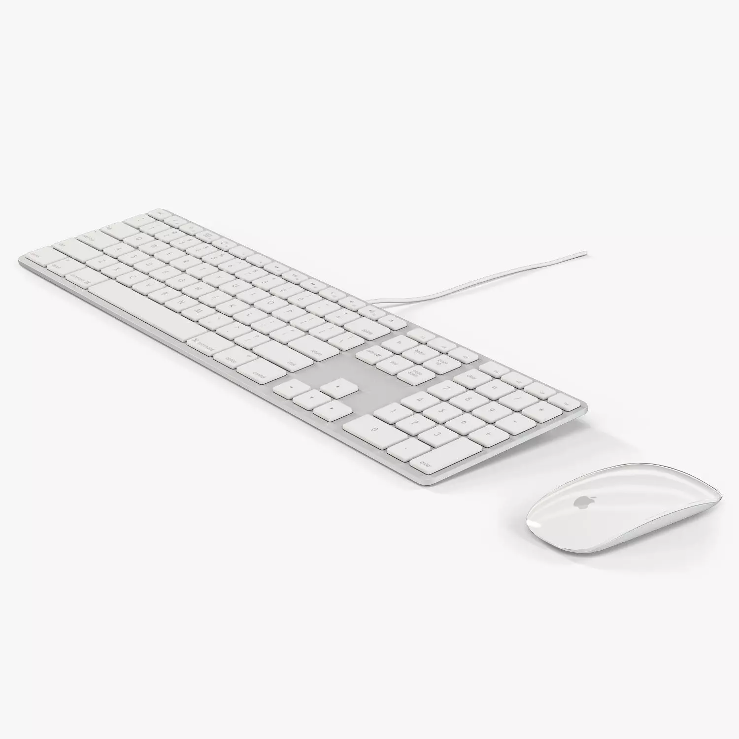 Apple Keyboard MB110 and Magic Mouse Low-poly 3D model_0