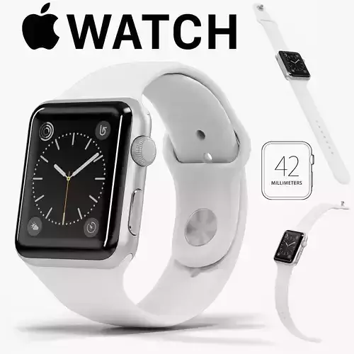 Apple Watch Silver Aluminum Case White Sport Band