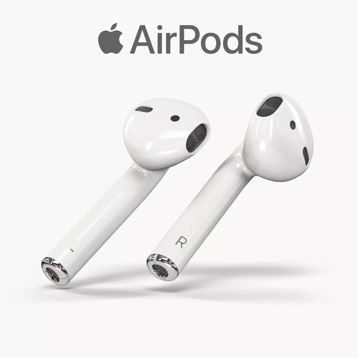 Apple AirPods wireless bluetooth earphones Low-poly 3D model_0
