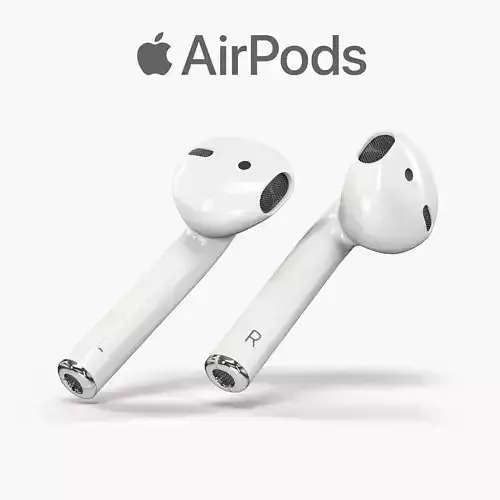 Apple AirPods wireless bluetooth earphones Low-poly 3D model
